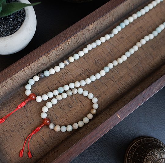 Amazonite Stone Japa Mala & Wrist Mala Set