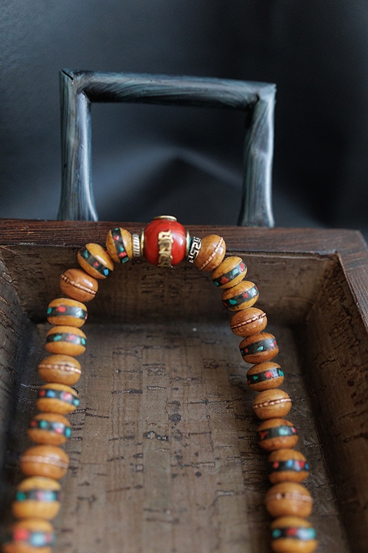 Antique Inlay Bodhi Seed Prayer Mala - Image 7