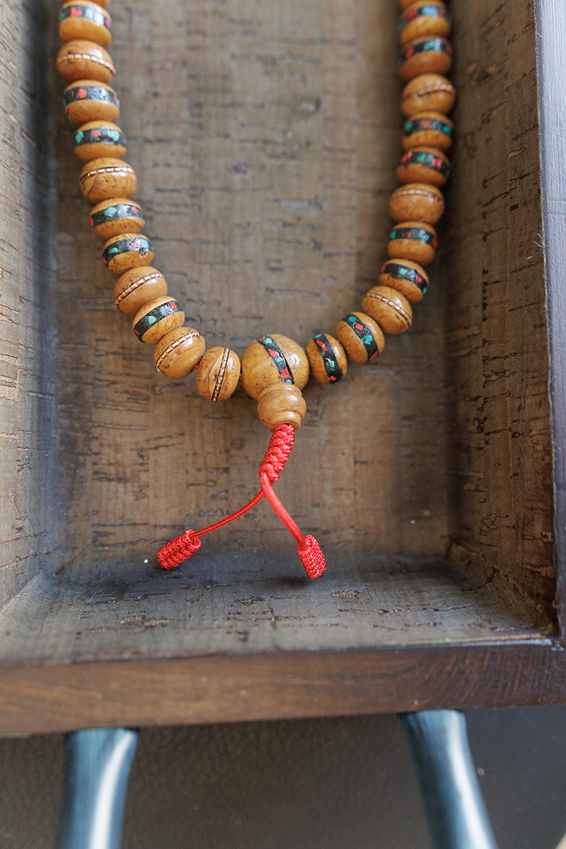Antique Inlay Bodhi Seed Prayer Mala - Image 9