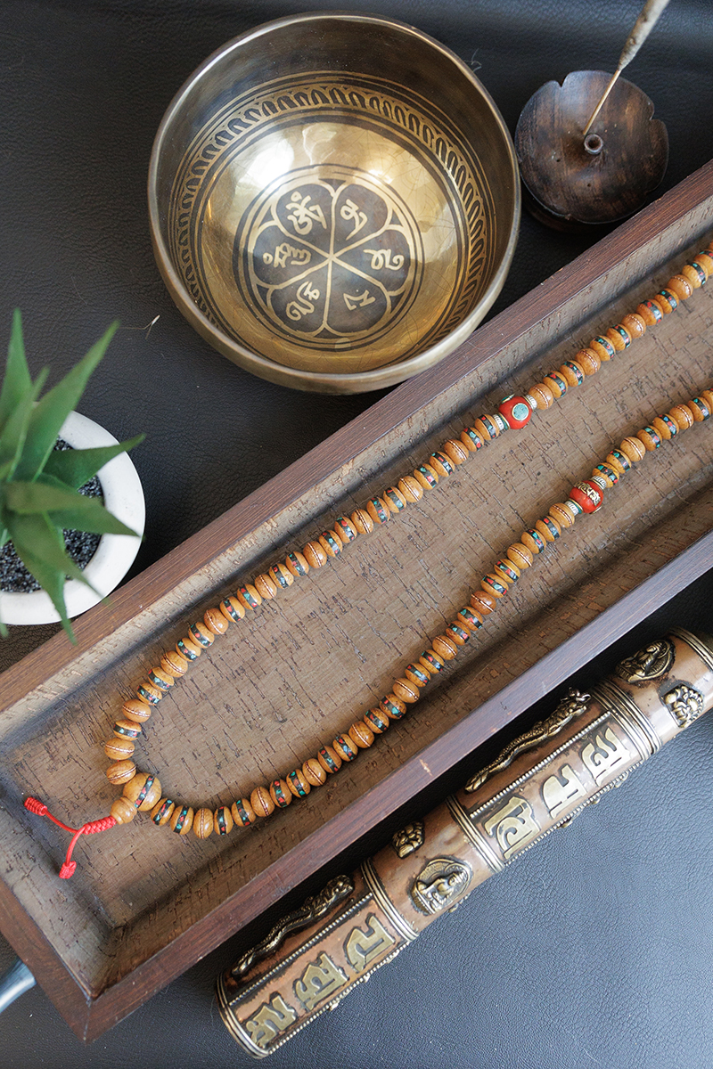 Antique Inlay Bodhi Seed Prayer Mala - Image 10