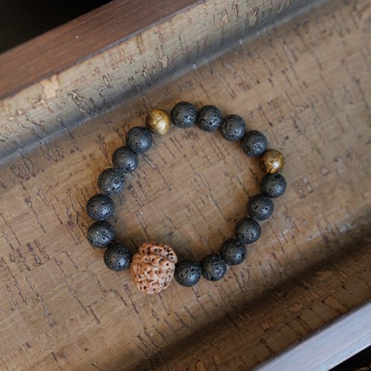 Rudraksha Lava Stone Wrist Mala