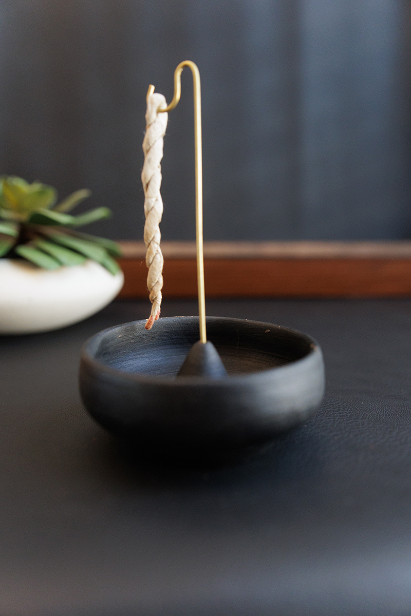 Raw Black Clay Rope Incense Burner