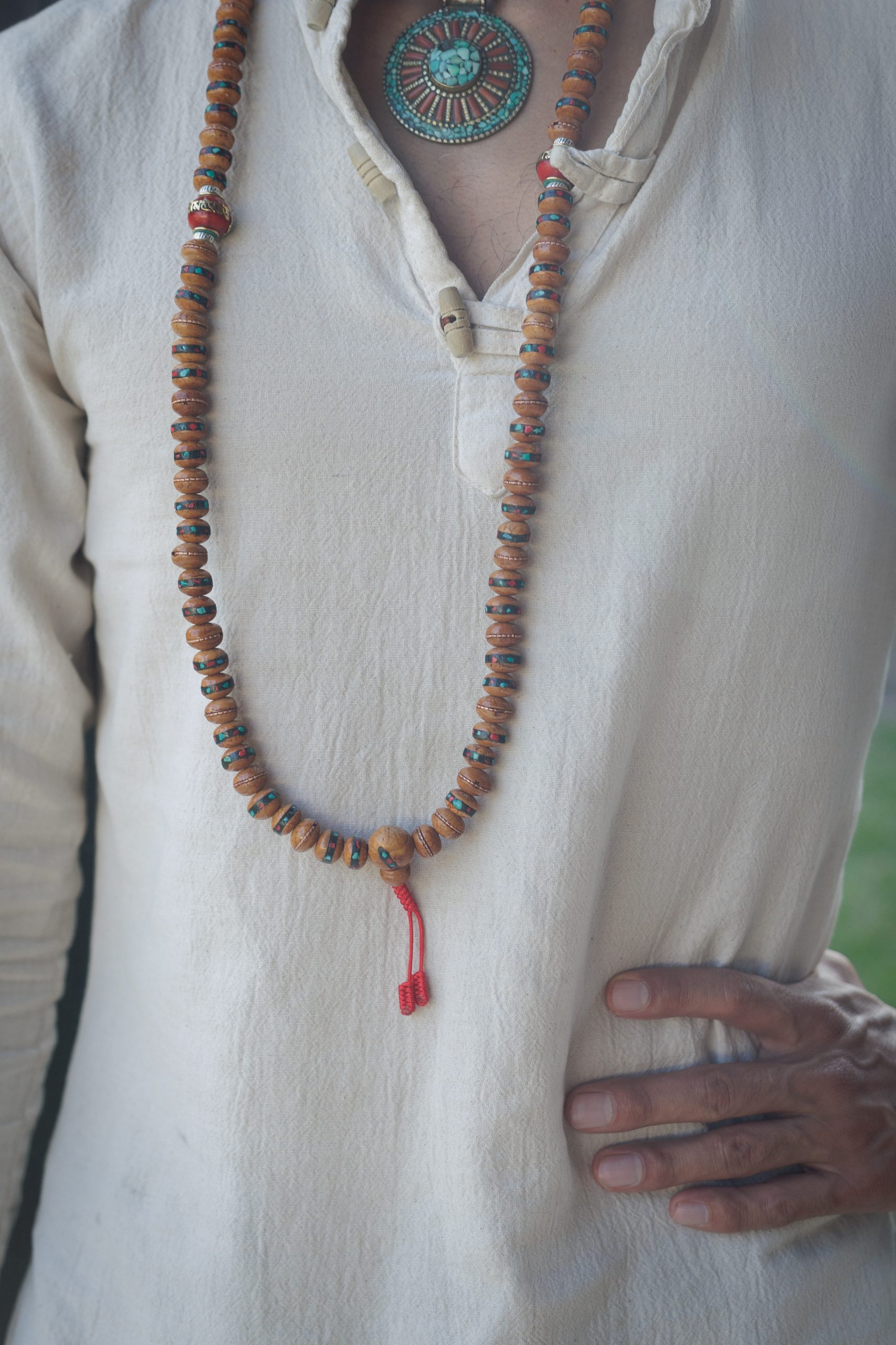 Antique Inlay Bodhi Seed Prayer Mala - Image 3